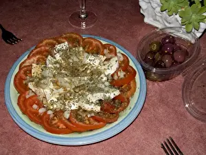 Bowl Prints: Europe, Italy, Positano. Plate of antipasti appetizer and bowl of olives. Credit as