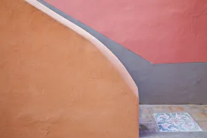 Campania Prints: Europe, Italy, Procida. Stairwell and wall