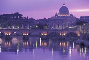 Filter Prints: Europe, Italy, Rome. St. Peters and Ponte Sant Angelo, evening; The Vatican