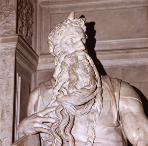 Biblical Prints: Europe, Italy, Rome. Statue of Moses