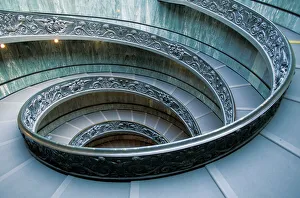 Rome Prints: Europe, Italy, Rome, Vatican City. Musei Vaticani, main entrance staircase