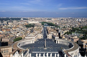 Piazza Prints: Europe, Italy, Rome, Vatican City. View of St. Peters Square from the dome of St