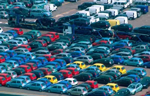 Europe, Italy, Salerno. Italian cars await export at the Port of Salerno