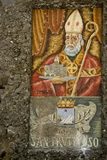 Roman Catholic Prints: Europe, Italy, San Fruttuoso. Religious wall mosaic of a Catholic Pope. Credit as