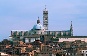 Europe, Italy, Siena. The Duomo dominates the town skyline