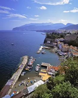 Roof Top Prints: Europe, Italy, Sorrento. One of many small boat harbors dotting the Sorrento Peninsula