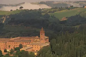 Images Dated 31st August 2011: Europe, Italy, Tuscany. Abbazia di Monte Oliveto Maggiore