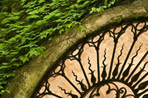 Stucco Prints: Europe, Italy, Tuscany. Celsa Castle window detail