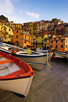 Images Dated 16th September 2010: Europe, Italy, Tuscany, Cinque Terre. Fishing boats at rest in Manarola in Cinque Terre