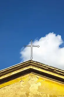 Images Dated 20th May 2010: Europe; Italy; Tuscany; Cross on top of Small Back Country Church