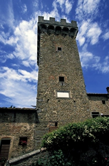 Turret Prints: Europe, Italy, Tuscany, Gangonza. Medieval village turret