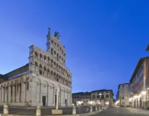 Piazza Prints: Europe, Italy, Tuscany, Lucca, Piazza San Michele at Dawn