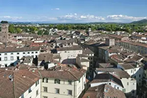 Images Dated 9th October 2011: Europe, Italy, Tuscany, Lucca Town from the Clock Tower (Torre delle Ore)