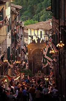 Europe, Italy, Tuscany, Siena Palio Team Fundraising Party by Basilica
