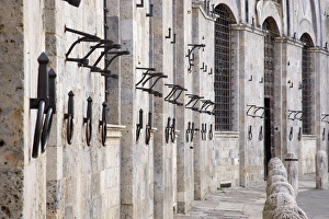 Sienna Prints: Europe, Italy, Tuscany, Sienna. Brass rings where horses were tied in the Piazza del Campo