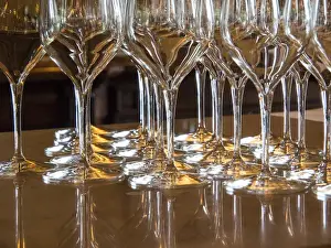 Images Dated 4th November 2013: Europe, Italy, Tuscany. Wine glasses in a winery in Tuscany