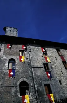 Assisi Prints: Europe, Italy, Umbria, Assisi. Medieval window flags