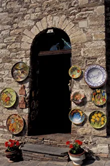 Images Dated 9th February 2006: Europe, Italy, Umbria, Gubbio, pottery store