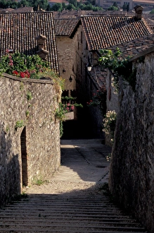 Images Dated 5th March 2007: Europe, Italy, Umbria, Gubbio, steep alleyway