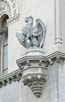 Umbria Prints: Europe, Italy, Umbria, Perugia, Griffitn (Winged Lion) Building Decoration -