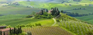 Images Dated 6th May 2012: Europe, Italy, Val d Orcia. Il Belvedere farmhouse panoramic