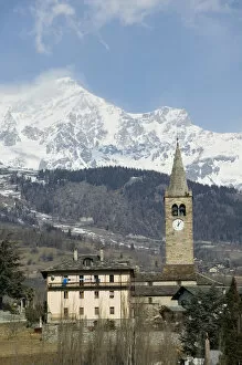 Europe, Italy, Valle d Aosta-GIGNOD: Village Church along the San Bernardo Pass