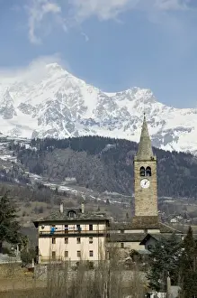 Drive Prints: Europe, Italy, Valle d Aosta-GIGNOD: Village Church along the San Bernardo Pass