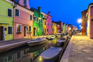 Images Dated 22nd May 2014: Europe, Italy, Veneto, Burano. Blue hour at sunset