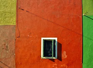 Europe, Italy, Veneto, Burano. Close-up of house wall