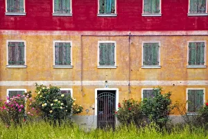 Weathered Prints: Europe, Italy, Veneto. Colorful farmhouse exterior