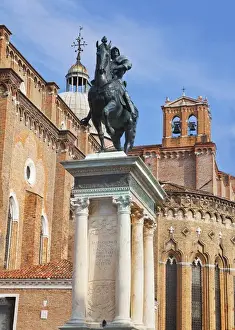 Europe; Italy; Venice; The Bartolomeo Colleoni equestrian statue, located beside