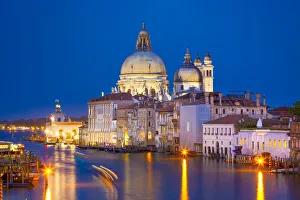 Europe, Italy, Venice. Church of Santa Maria della Salute at sunset
