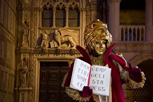 Images Dated 22nd February 2009: Europe, Italy, Venice. Composite of man in Carnival costume and lion mask. Credit as