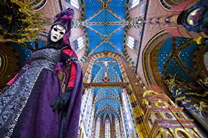 Images Dated 30th May 2009: Europe, Italy, Venice. Composite of woman in Carnival costume and interior of Krakow