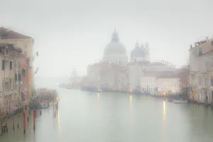 Europe, Italy, Venice. Fog over Grand Canal