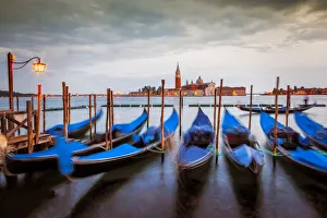 Blur Prints: Europe, Italy, Venice. Gondolas in front of San Marco basin