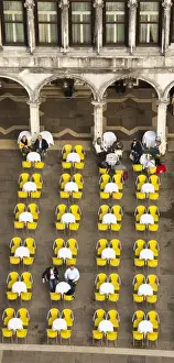 Piazza Prints: Europe; Italy; Venice; Restaurant Chairs in San Marco Square From High Above