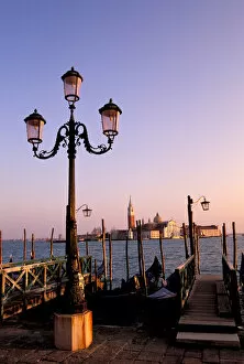 Europe, Italy, Venice. San Marco Pier at sunset