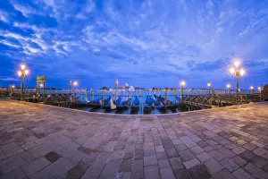 Lighting Prints: Europe, Italy, Venice. San Marco Square and gondolas at sunrise