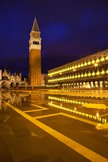 Images Dated 12th May 2010: Europe; Italy; Venice; San Marcos Square at Night With Reflections