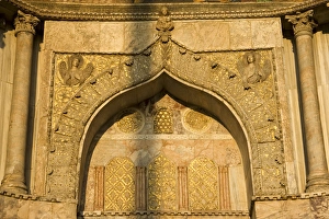 Images Dated 18th March 2005: Europe, Italy, Venice, St. Marks Basilica. Detail of gilded arch in sunlight