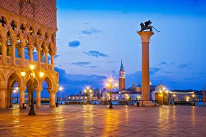 Lighting Prints: Europe, Italy, Venice. Sunset on St. Marks Square