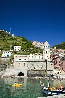Images Dated 24th May 2010: Europe; Italy; Vernazza; City and Church of Santa Margherita d Antiochia of Vernazza