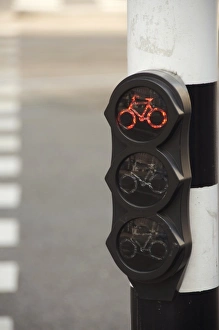 Europe, The Netherlands (aka Holland), Amsterdam. Traffic light for bikes