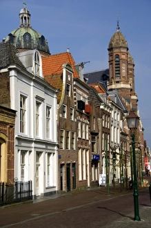 Europe, The Netherlands (aka Holland), West Friesland, Hoorn. Rodesteen Square (red stone)