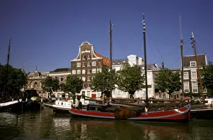 Images Dated 1st December 2005: Europe, Netherlands, Dordrecht. Boats lining canal