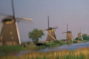 Blurred Prints: Europe, The Netherlands, Holland, Zuid, Kinderdijk windmills