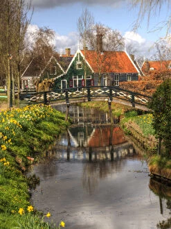 Netherlands, Holland Gallery: Europe; Netherlands; Zaandam; Traditional architecture in Zaanse Schans Museum. Zaandam