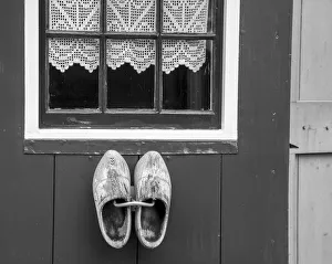 Images Dated 5th November 2020: Europe, Netherlands, Zaanse Schans. Wooden shoes on wall outside village house
