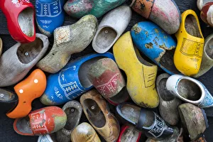 Images Dated 5th November 2020: Europe, Netherlands, Zaanse Schans. Collection of colorful wooden shoes